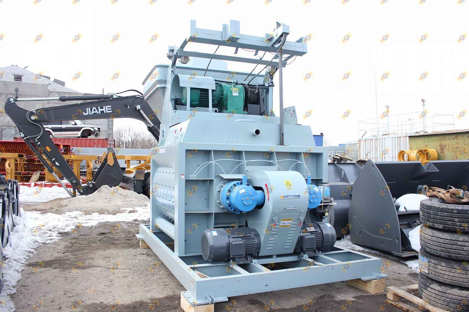 Двухвальный бетоносмеситель JS 1000 со скипом 2