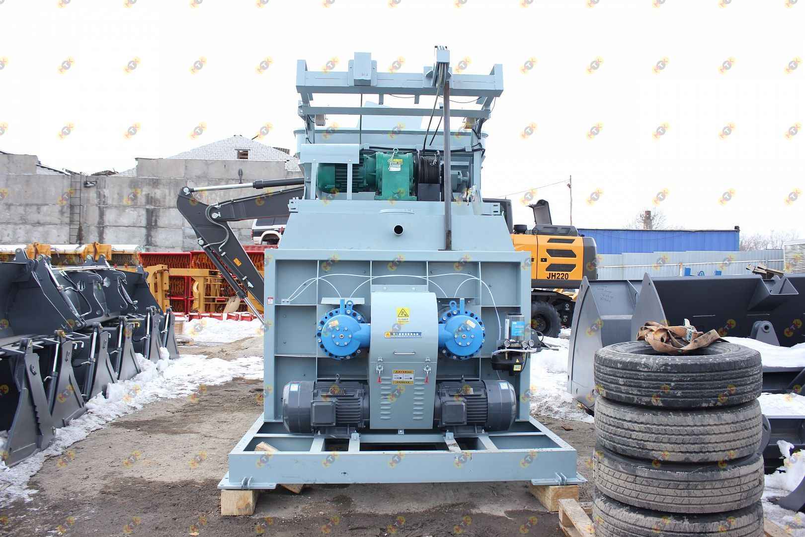 Двухвальный бетоносмеситель JS 1000 со скипом 13