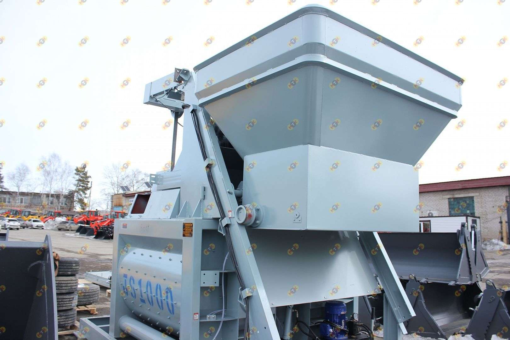 Двухвальный бетоносмеситель JS 1000 со скипом 35